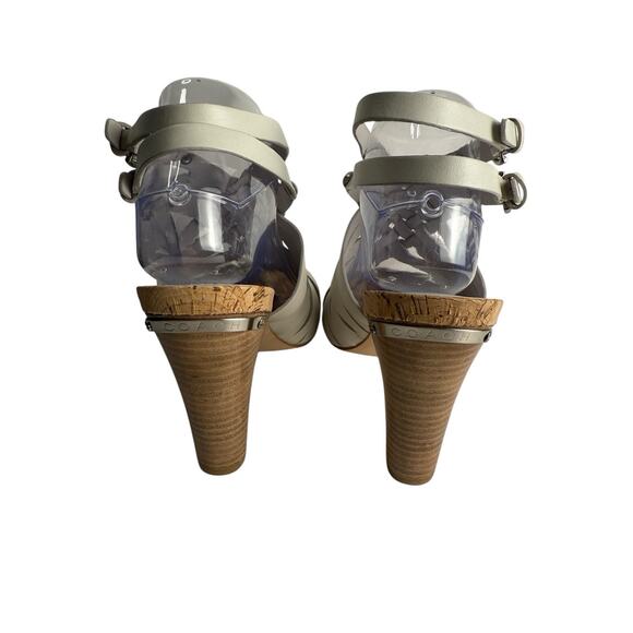 COACH Adrienn Strappy Slingback Block Heel Sandals Woven White Leather Size 9.5 - Picture 6 of 11